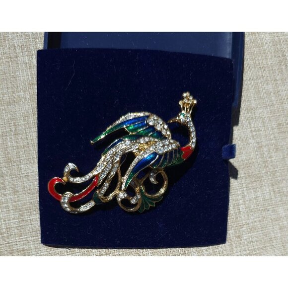 The Attwood Collection Jewelry - Vintage Attwood Collection Peacock Brooch Pin With Crystals & Enamel Design